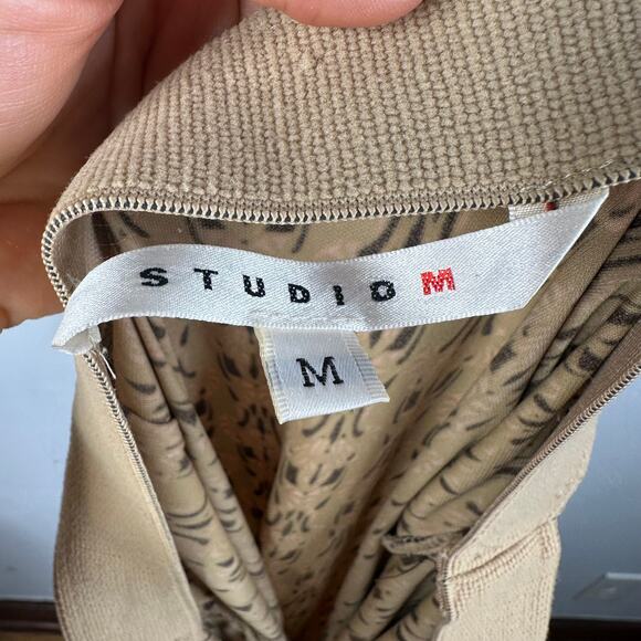 Studio M Tan Elastic Waist Patterned Midi Skirt - Picture 7 of 9